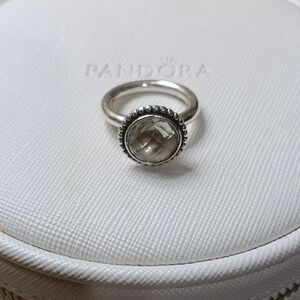 Pandora Vintage Stirling Silver And Green quartz Inspired Bloom Ring